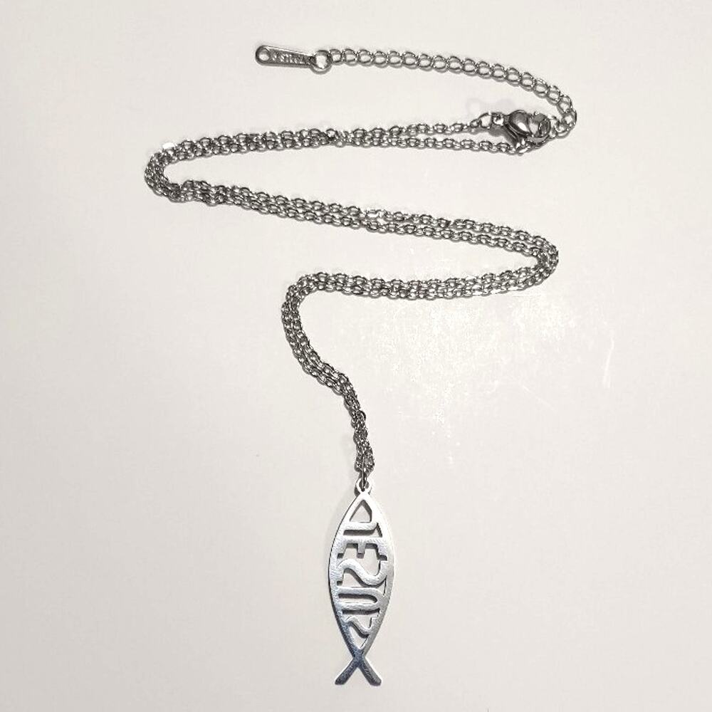 Stainless Steel Jesus Christ Fish Necklace Christian Christmas Birthday Gift New